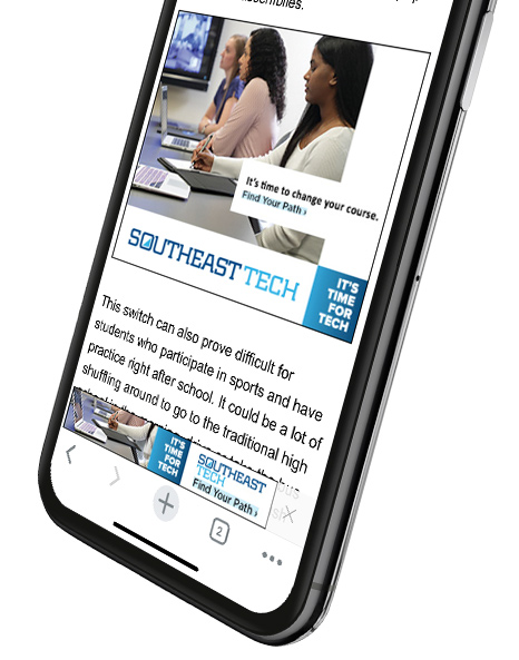 Mobile Website Mockup | Southeast Tech Work Sample