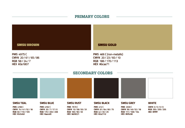 SMSU brand colors | SMSU Work Sample