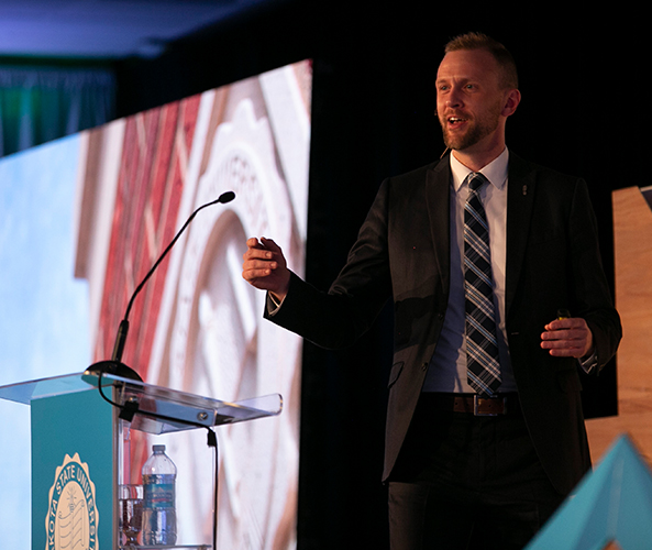 Matt Hammer speaking at event