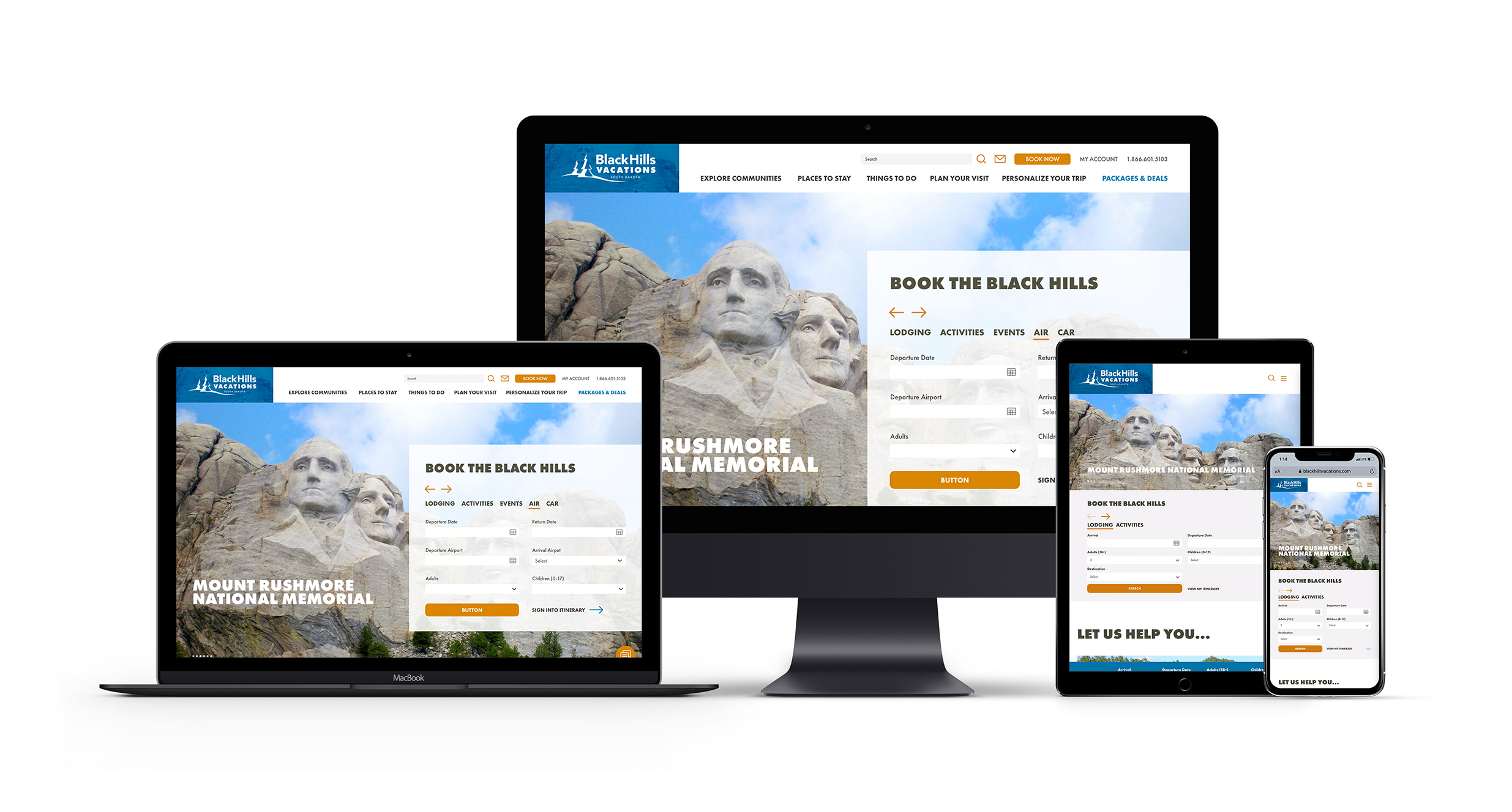 Black Hills Vacations website mockup