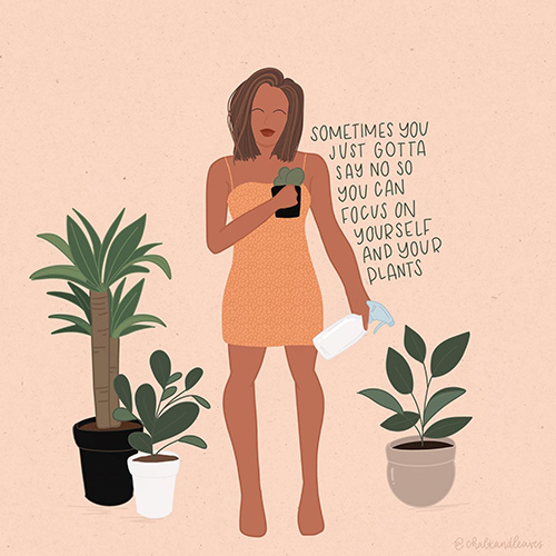 woman and plants graphic