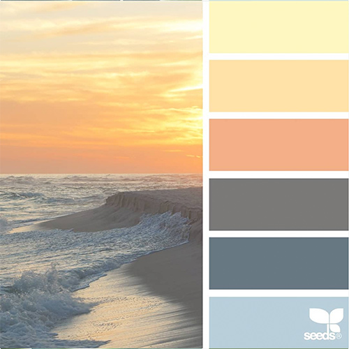 beach at sunset and color pallet