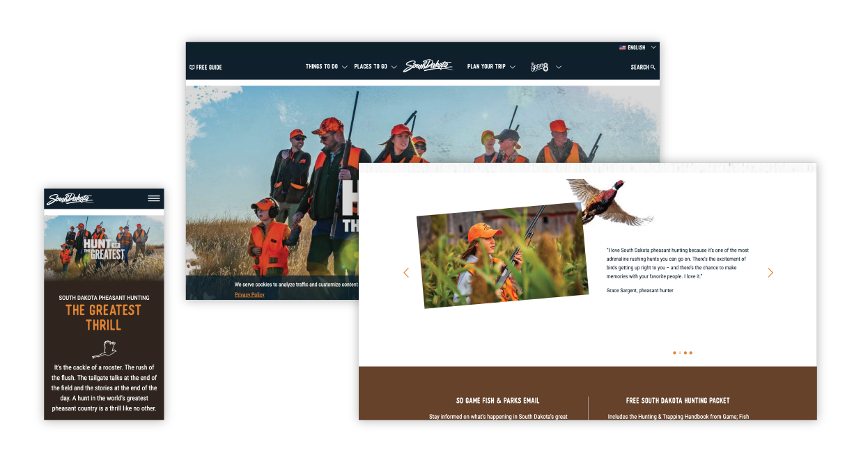 Hunt the Greatest South Dakota website pages