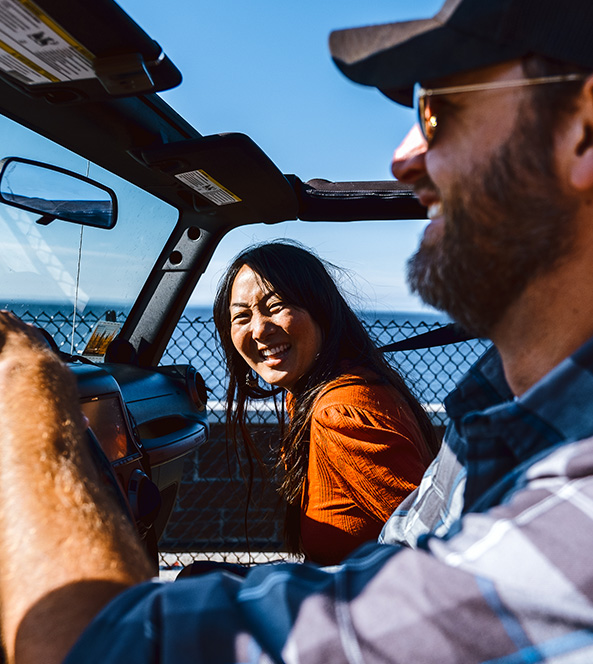 two people driving