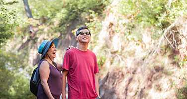 Two people hiking