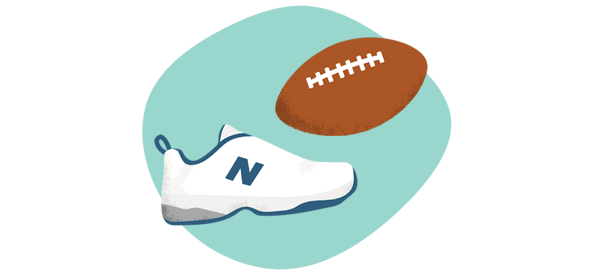 Football and tennis shoe illustration