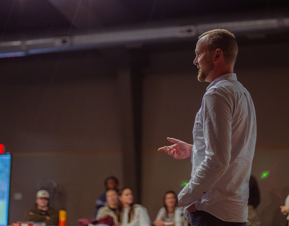 A man public speaking