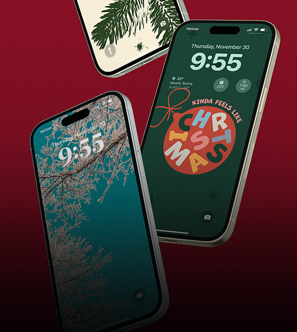 iPhone 15s with winter wallpapers