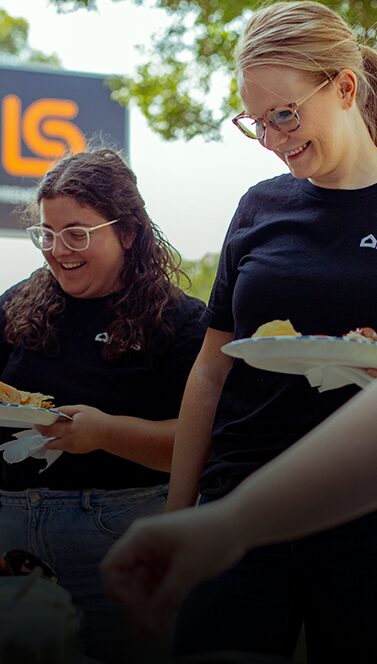 two women smiling